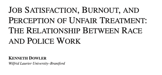 Job Satisfaction, Burnout, and Perception of Unfair Treatment: The Relationship Between Race and Police Work