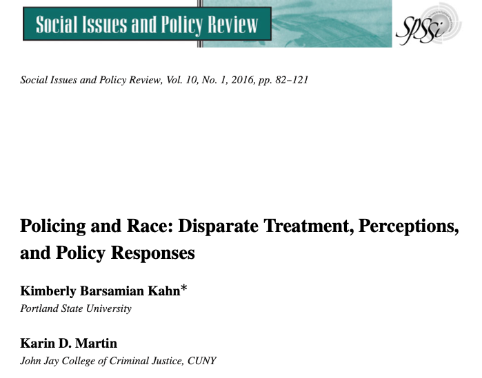 Policing and Race: Disparate Treatment, Perceptions, and Policy Responses