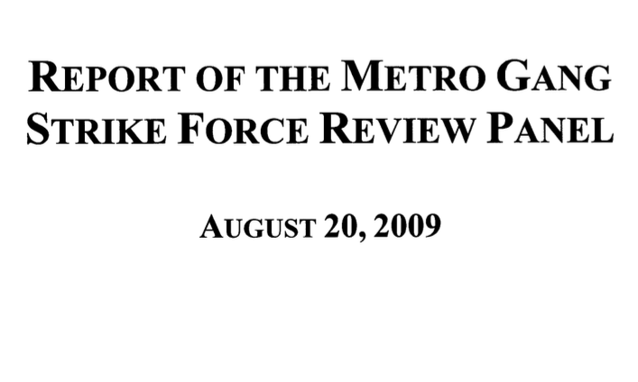 Report of the Metro Gang Strike Force Review Panel