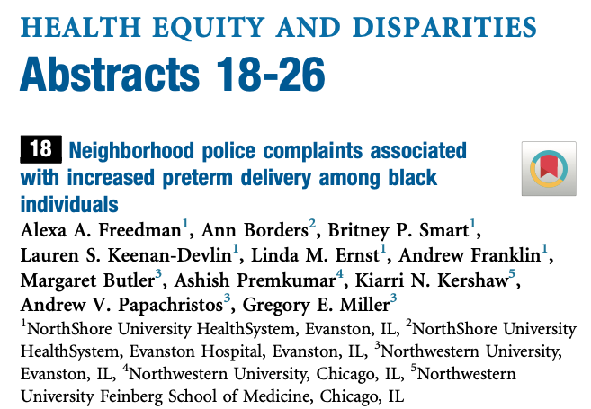 Neighborhood police complaints associated with increased preterm delivery among black individuals