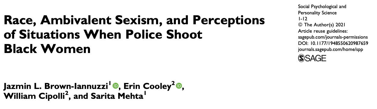 Race, Ambivalent Sexism, and Perceptions of Situations When Police Shoot Black Women