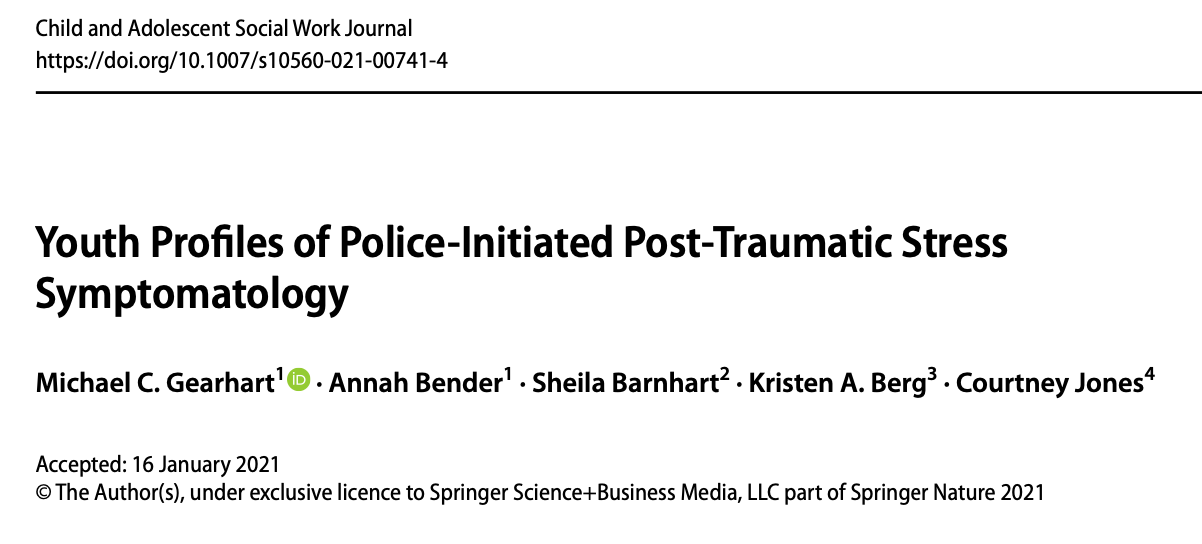 Youth Profiles of Police-Initiated Post-Traumatic Stress Symptomatology