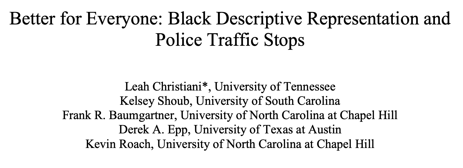 Better for Everyone: Black Descriptive Representation and Police Traffic Stops