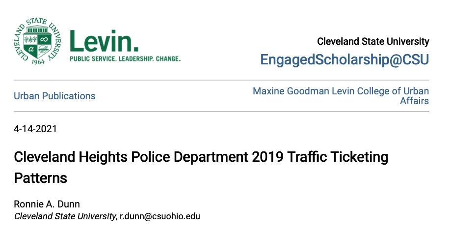 Cleveland Heights Police Department 2019 Traffiffic Ticketing Patterns