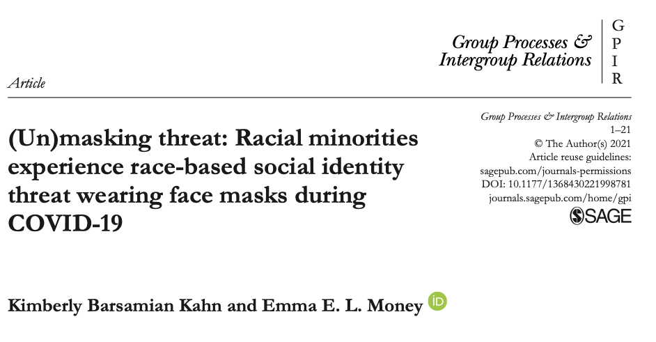 (Un)masking threat: Racial minorities experience race-based social identity threat wearing face masks during COVID-19