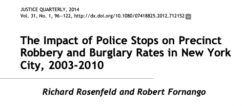 The Impact of Police Stops on Precinct Robbery and Burglary Rates in New York City, 2003-2010