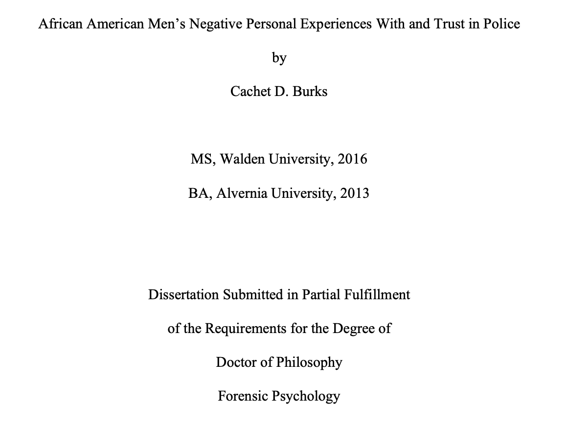 African American Men’s Negative Personal Experiences with and Trust in Police